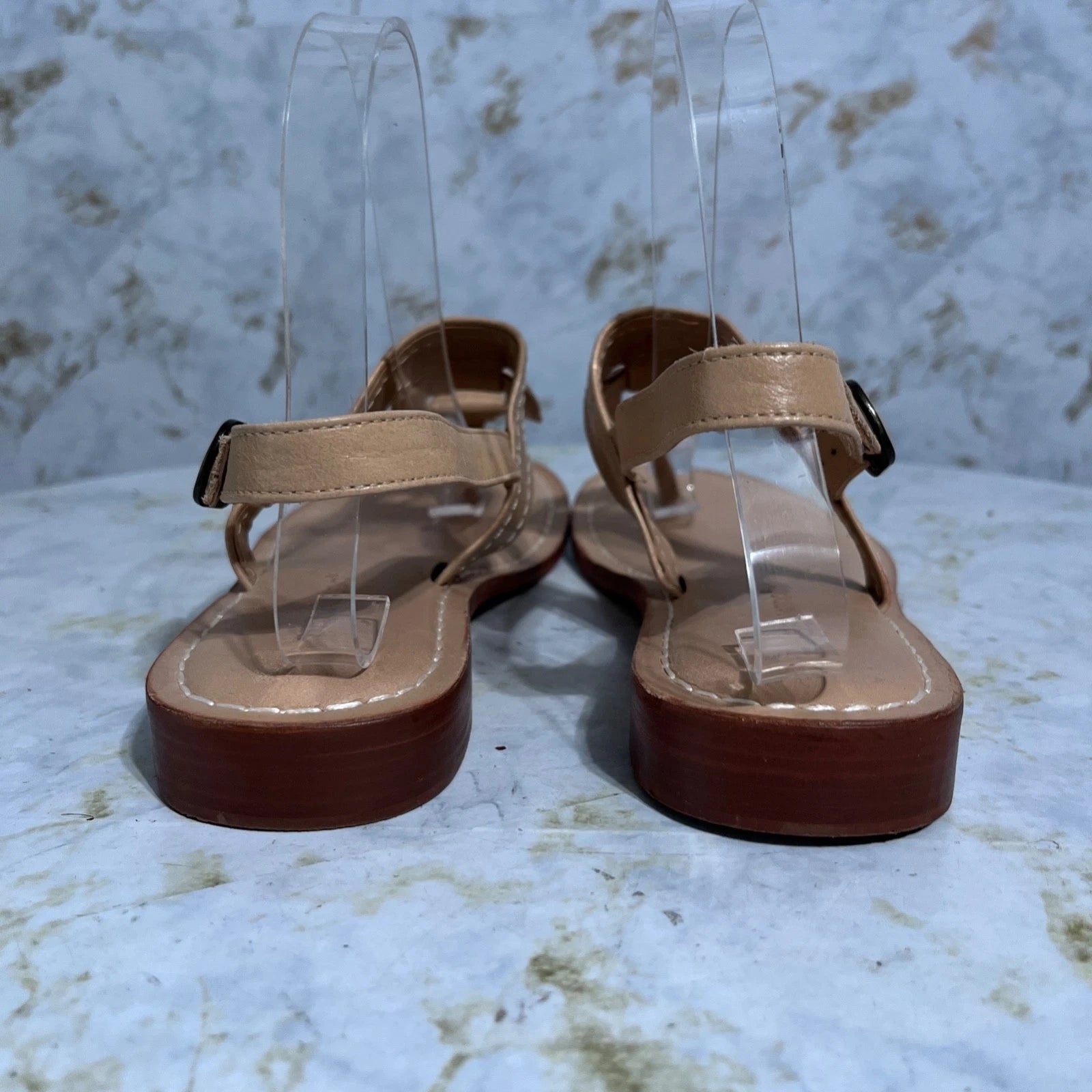 Bernardo Women's Size 7.5M Shoes Brown Leather Fashion T-Strap Slingback Sandals