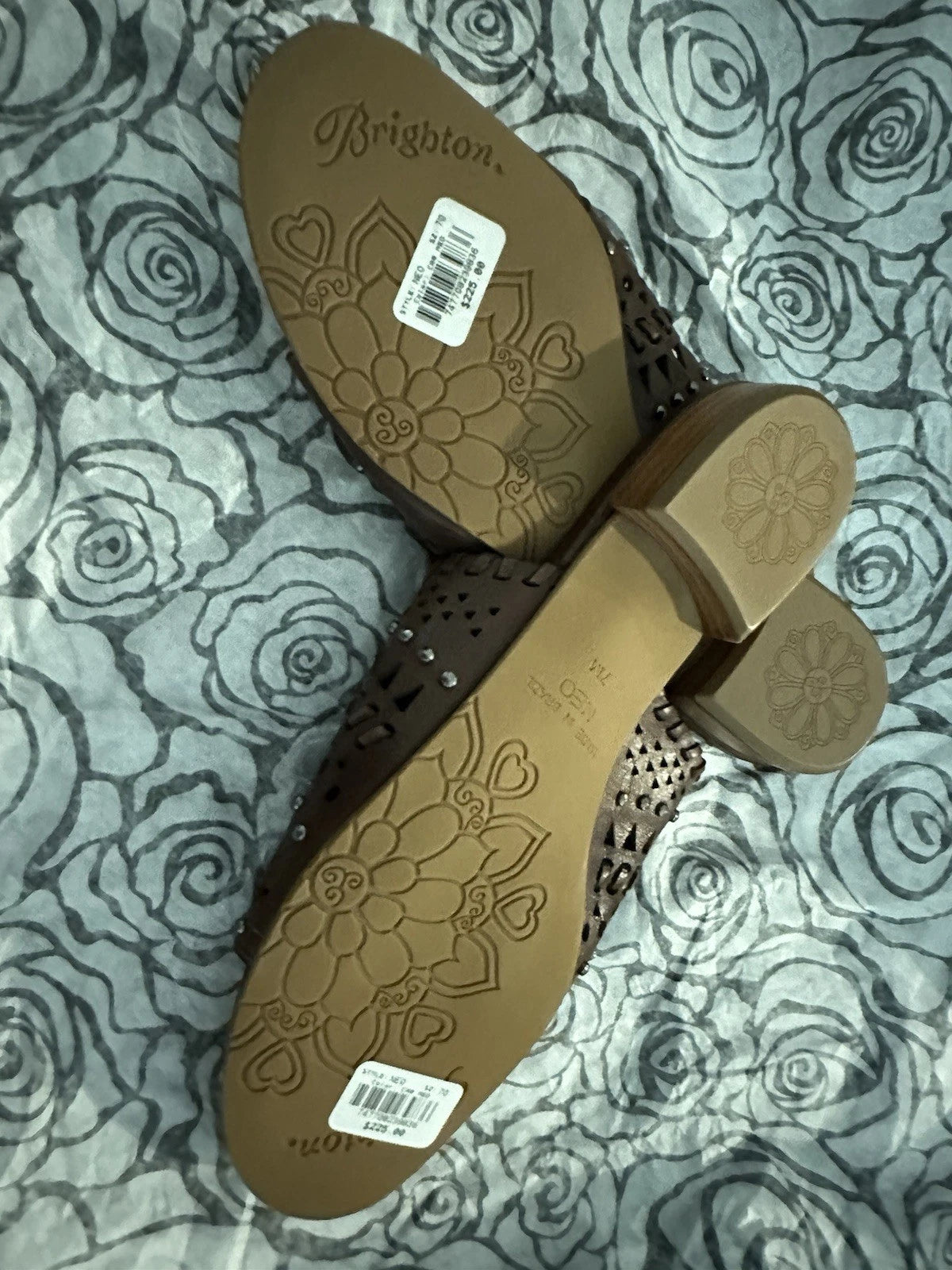 NWT - Brighton Sandal Slides Style NEO Brown Leather Silver-tone Hardware Size 7