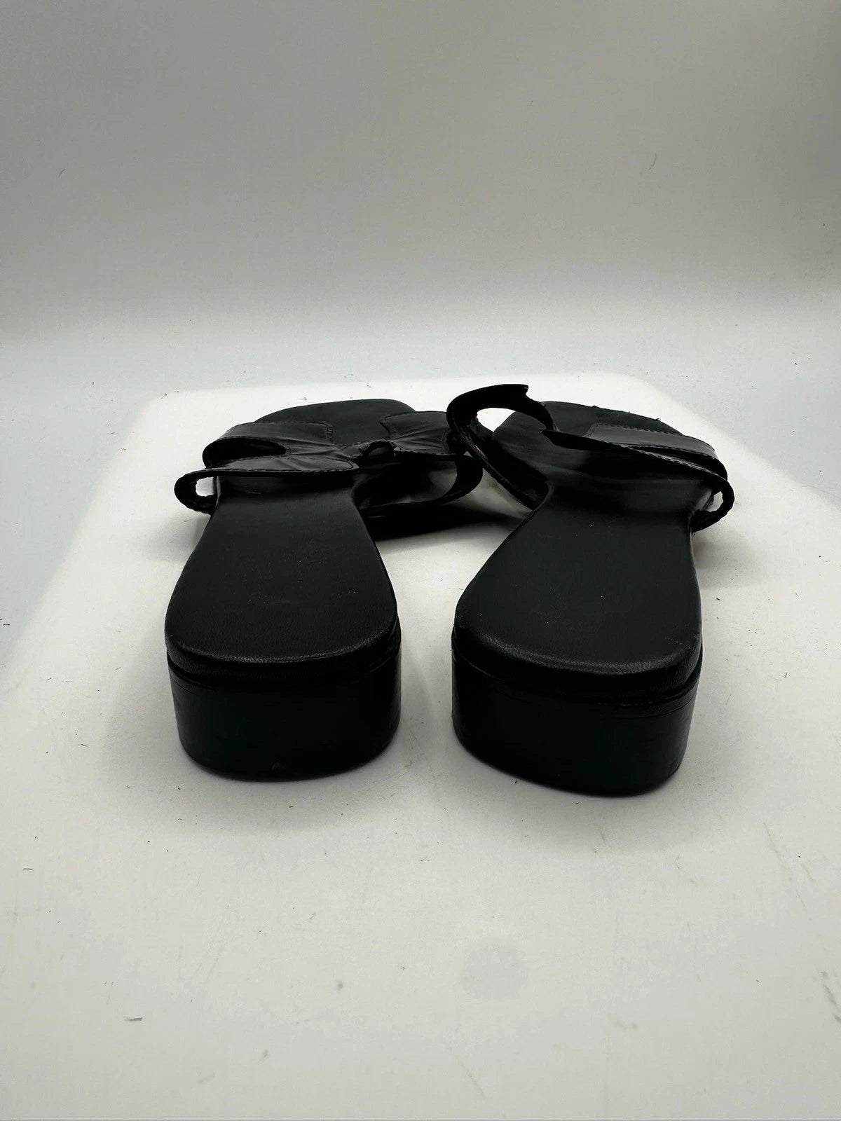 Unbranded Black Glossy Leather Slide Sandal Sz 40/ US 9