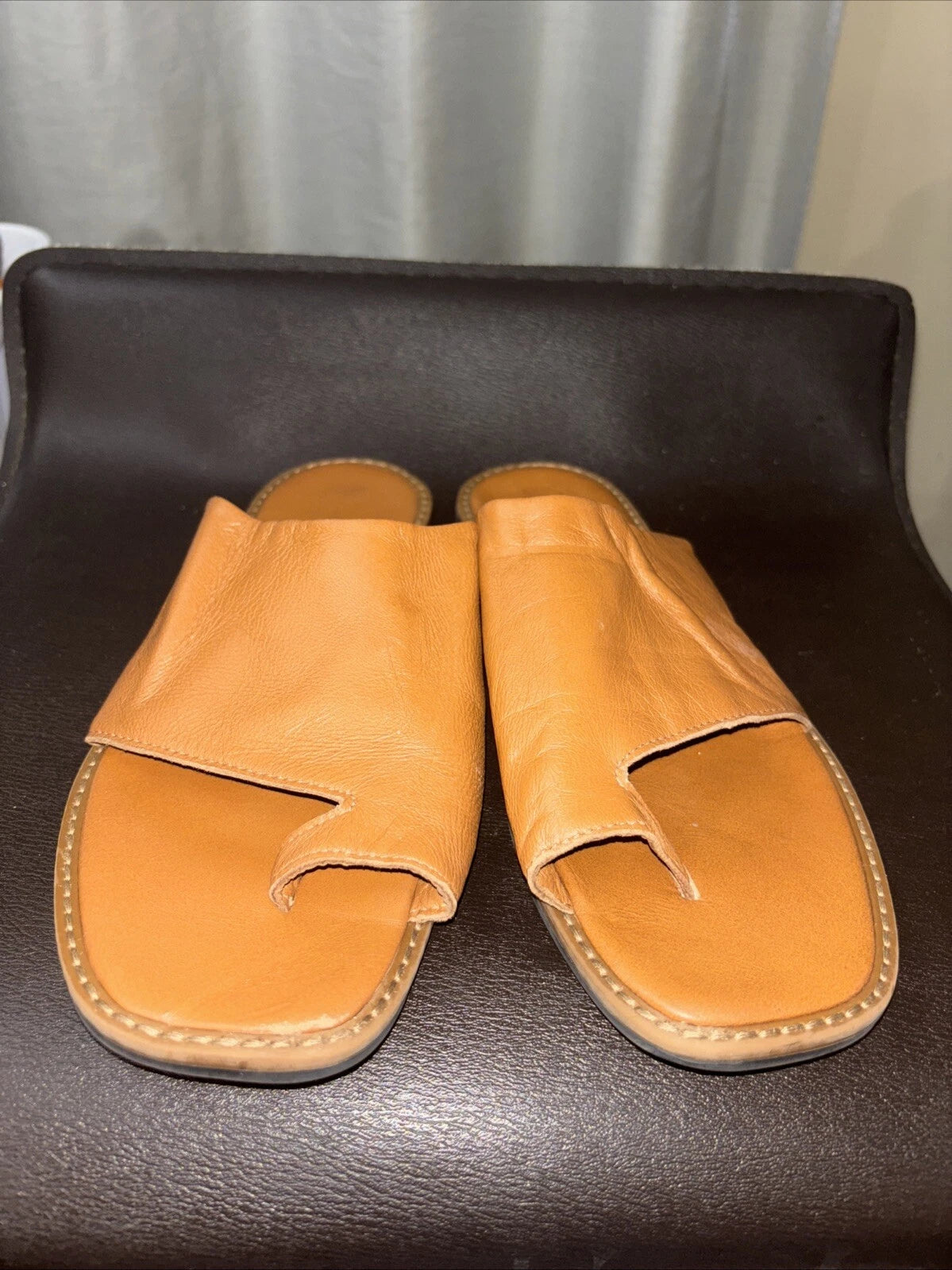 AVELLINI Womens Fairy Core Leather Sock Brown Slip on Sandals Style 3066 SZ 9