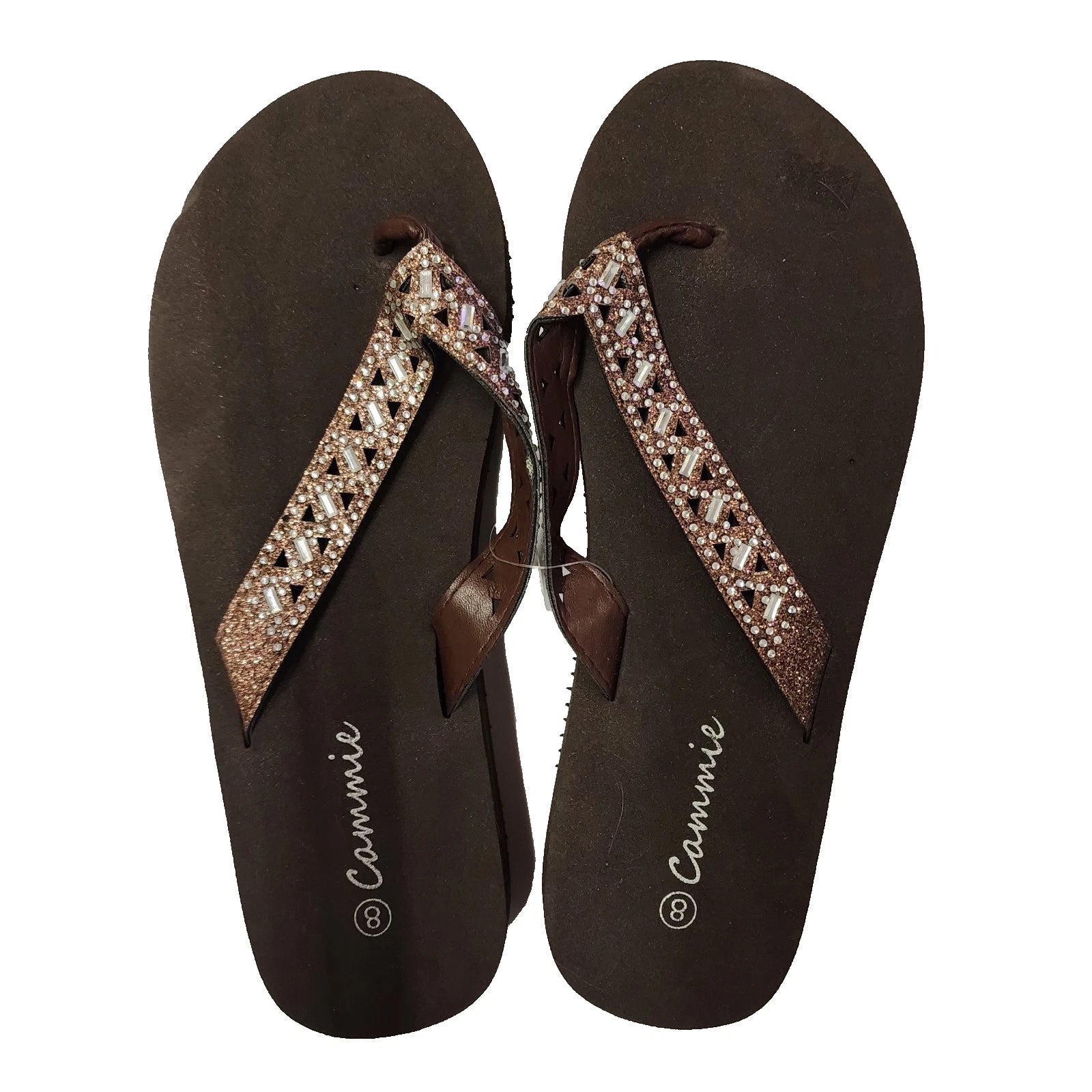 CAMMIE Womens 2" Wedge Platform Flip Flops Sandals Bling Thong Jewelry Style S8