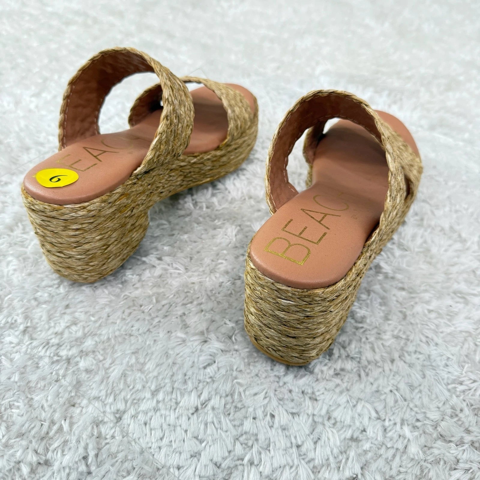 Beach By Matisse Platform Sandals Women's 9 Woven Raffia Espadrille Slides