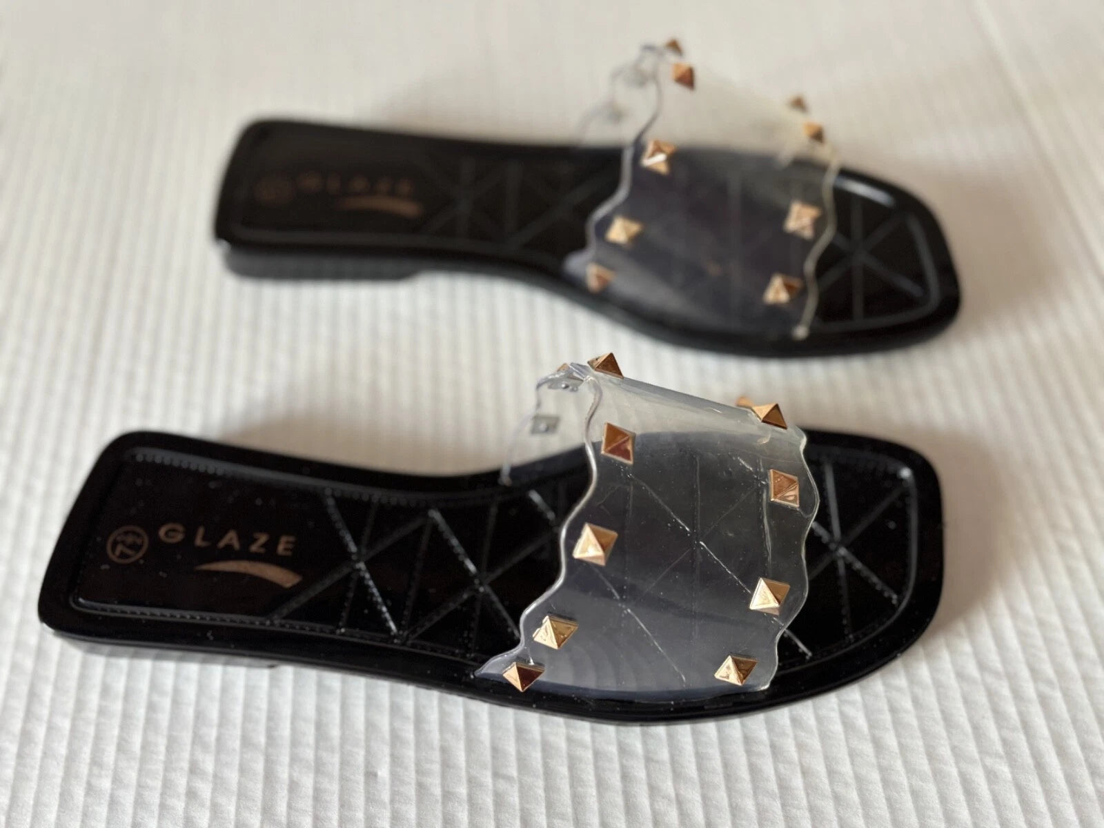 GLAZE women's synthetic fashion sandals, black, Size 10, New