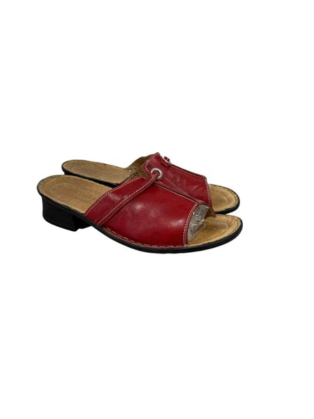 Josef Seibel Leather Slide Style Open Toe Sandals Red Womens EU 40 US 9/9.5
