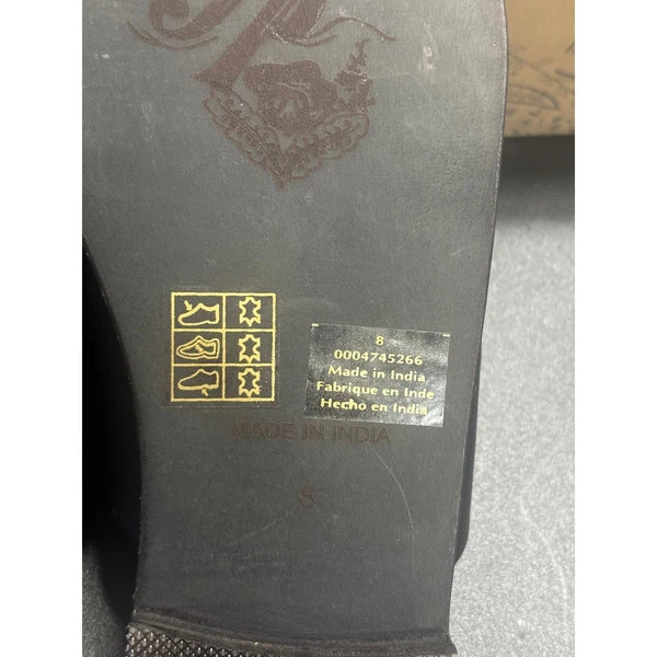 Free People NEW Slice of Sun Black Leather Slide Sandals Woven Slip On Size 8