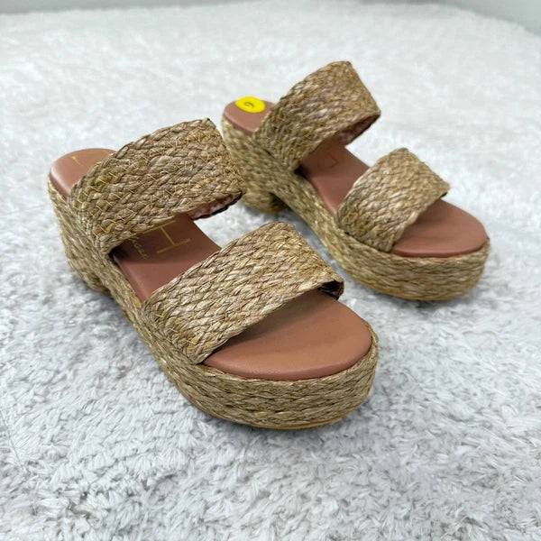 Beach By Matisse Platform Sandals Women's 9 Woven Raffia Espadrille Slides