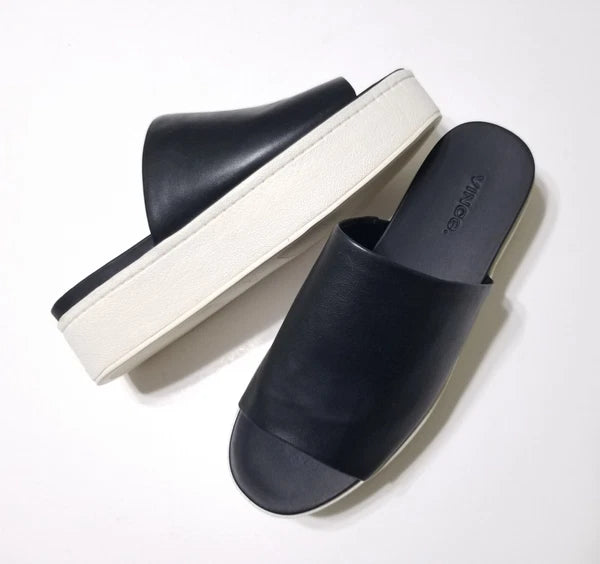 NIB Vince Walford Leather Platform Slide Sandals in Black Size 6.5, 9 $225