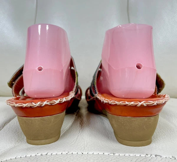 Socofy Colorful Sandals Women’s EU 42 US 10 Leather Leaf Cutout Style Slip On