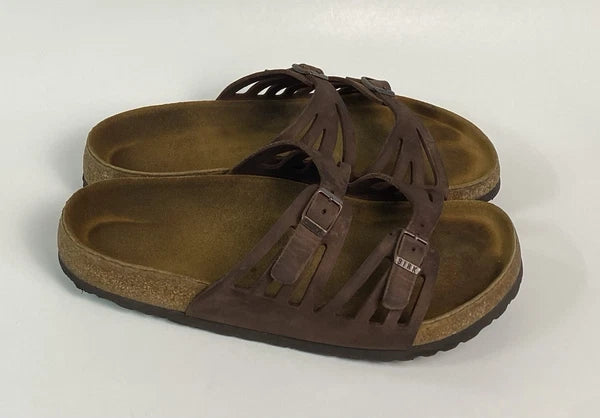 Birkenstock Granada Brown Leather Soft Footbed Sandals Size 40 US W9 M7