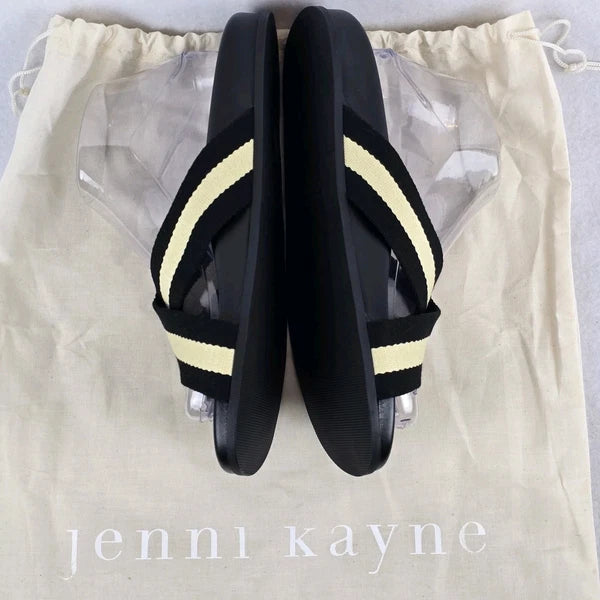 $325 Jenni Kayne Stripe Cotton Crossover Sandals Sz 40 EU 9 US Minimalist Beachy