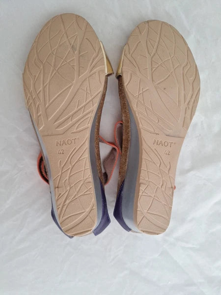 Naot Pixie Metallic Sandals Wedge Style Size 42 VGUC