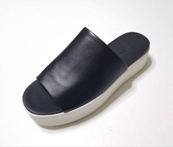 NIB Vince Walford Leather Platform Slide Sandals in Black Size 6.5, 9 $225