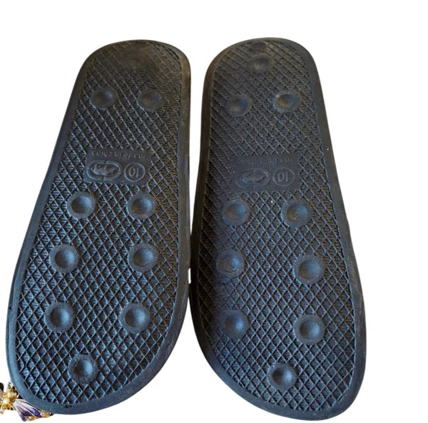 Ecko Unlimited SLIDES (Size 10) WOMENS Rhinestones PINK & BLACK Y2K Style