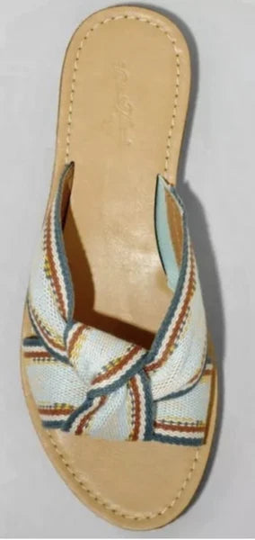 New Womens Melody Knotted Slide Glide Sandals Teal Stripe Universal Thread Sz 9