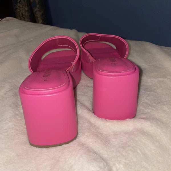 Dream Pair Pink Chunky Block Platform Heel Slide Mules Y2K Style Sandals Size 8