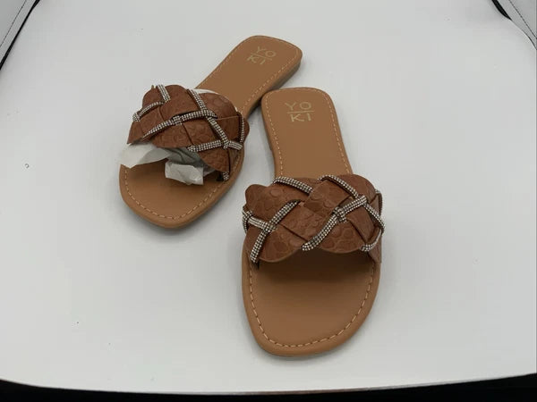 YOKI Women's Fashion Flat Sandal, Rust, Brown,Sz 6.5