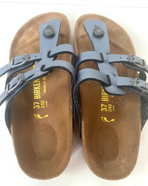 Birkenstock Sparta Gladiator Thong Sandals Gray Leather NEW 37