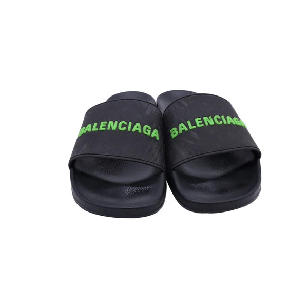 Balenciaga Logo-Detailed Pool Slides In Rubber Men Black Size 46