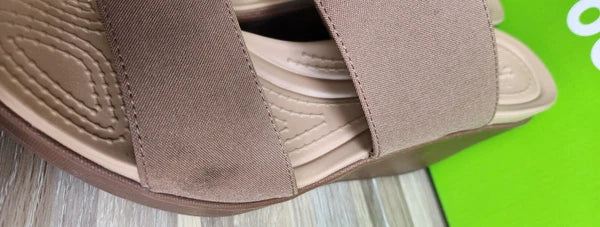 Crocs Leigh 2 Strap Wedge Sandals 11w Bronze Dual Comfort Women's Fashion Shoes