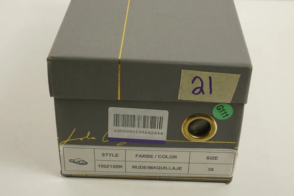 New Lola Cruz Women's EU Size 36 Nude Leather Studded Crossover Slide Sandals