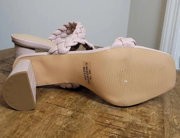 DUNES Pink Iris Braided Memory Foam Slide Heel Sandals