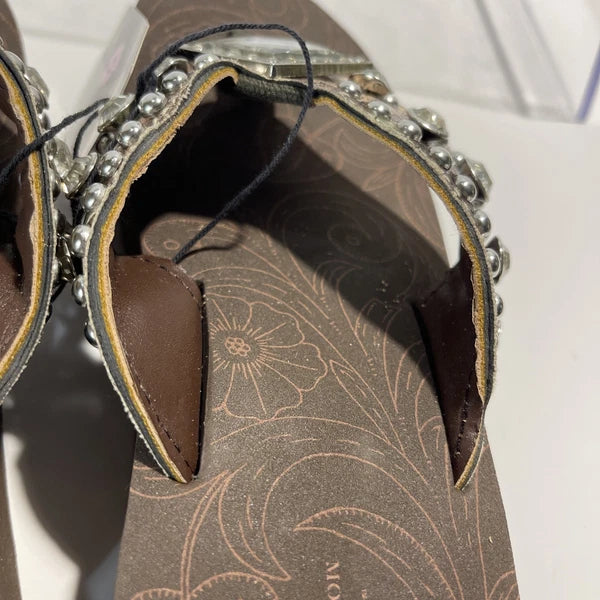 Montana West Rhinestone & Silver Stud Camo Western Style Wedge Sandals Sz6-6.5