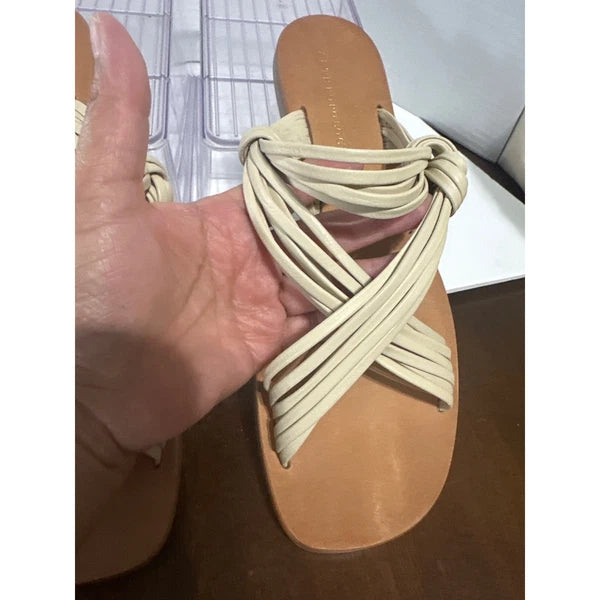 Matisse Anthropologie Knotted Strap Sandals Slides Flats Neutral Size 10M