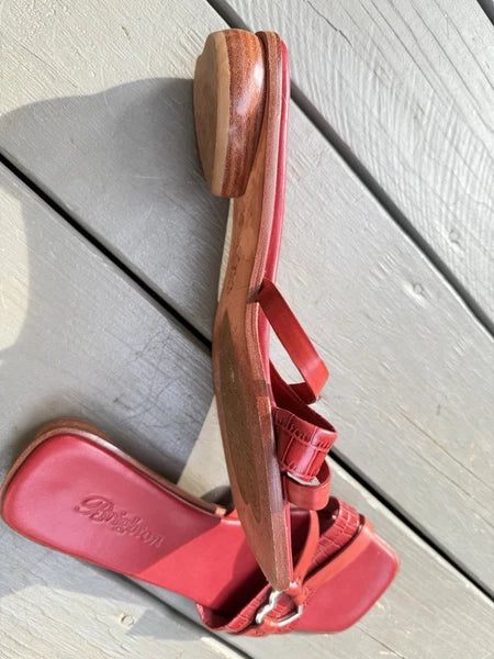 Brighton Vintage Red Leather Heart Sandal Rio US 9 1/2 Slide Gameday Collegiate