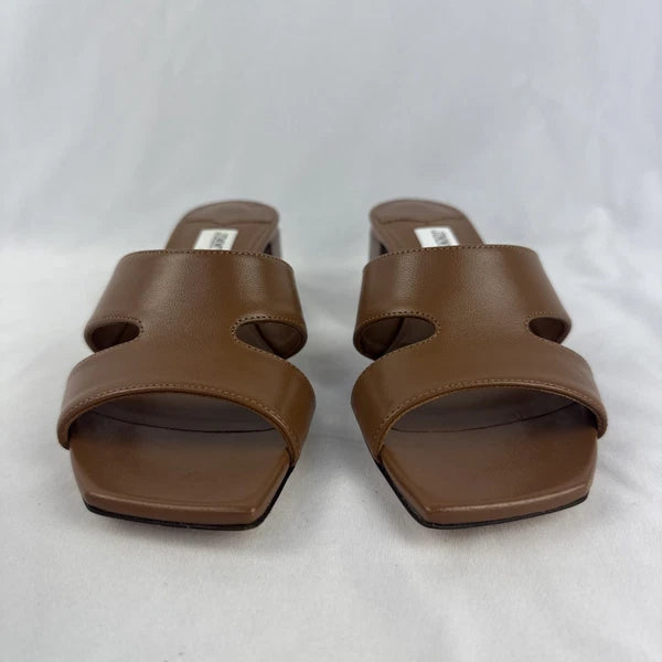 Jimmy Choo Allison Mule 45 Leather Heel Slide Camel Brown Tan Sz 36.5 6.5