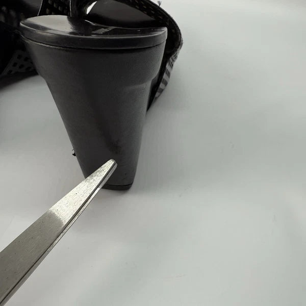 Diane von Furstenberg Perforated Wedge Sandals Size 7 Black Sample Shoes