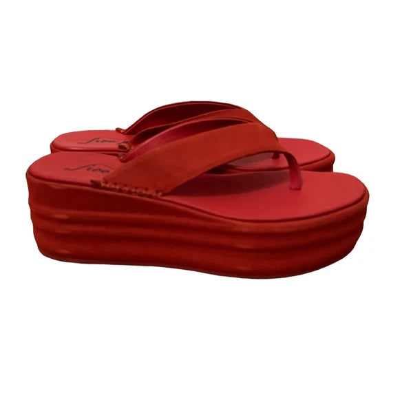 Free People Haven Thong Platform Sandal Flame Red Women's Sz EU 38 US 8 NEW