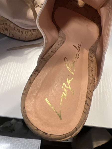 Luiza Barcelos 40 Platform Leather Mules Open Toe Slide Sandal Pink Leather Gold