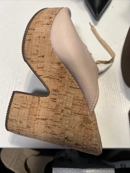 Luiza Barcelos 40 Platform Leather Mules Open Toe Slide Sandal Pink Leather Gold