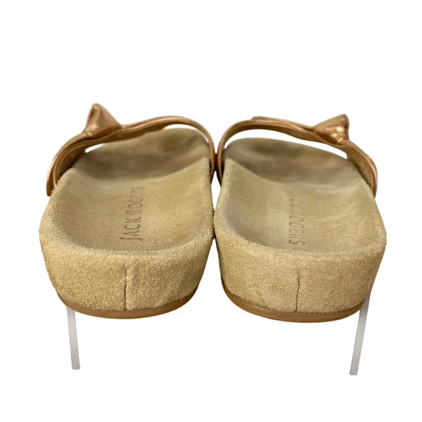 JACK ROGERS Dorothy Slide Sandals Womens Sz 6.5 Knotted Bow Rose Gold Slip On