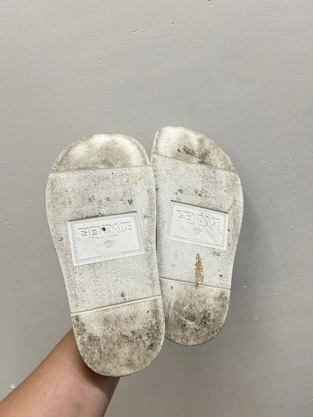 Versace Fendi women Slide Size 9 US/ 39 EU White and Gold Medusa Style