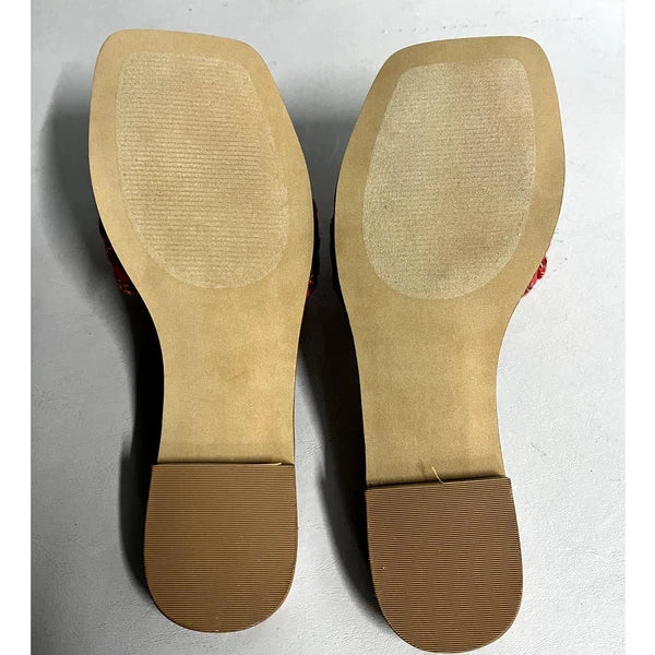 Steve Madden Women's Red Vegan Leather Braided Style Zorya Slide Sandal - Size 6