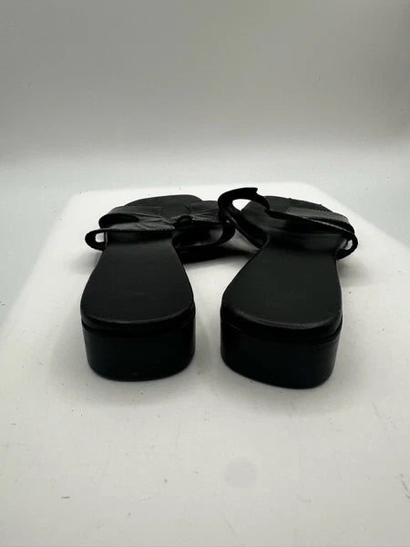 Unbranded Black Glossy Leather Slide Sandal Sz 40/ US 9