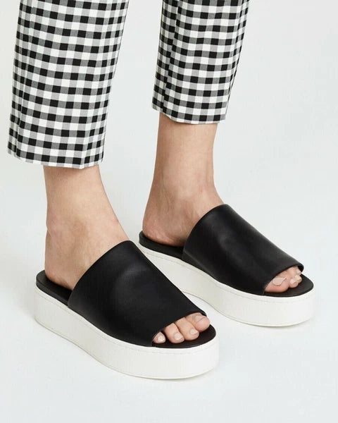 NIB Vince Walford Leather Platform Slide Sandals in Black Size 6.5, 9 $225