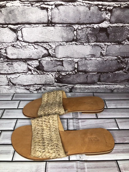 Style Park 1 Bamboo Beige Synthetic Slides Flats Sandals Women’s Sz 8M US/39EU