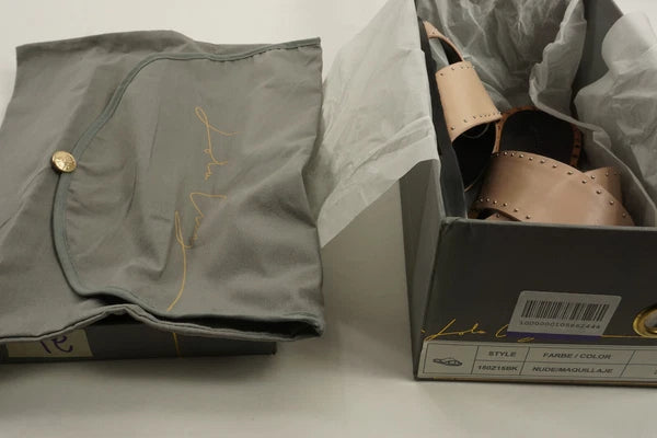 New Lola Cruz Women's EU Size 36 Nude Leather Studded Crossover Slide Sandals