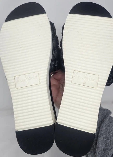 Sam Edelman Ainslie Braided Faux Leather Slide Black Slip On Sandal Size 10