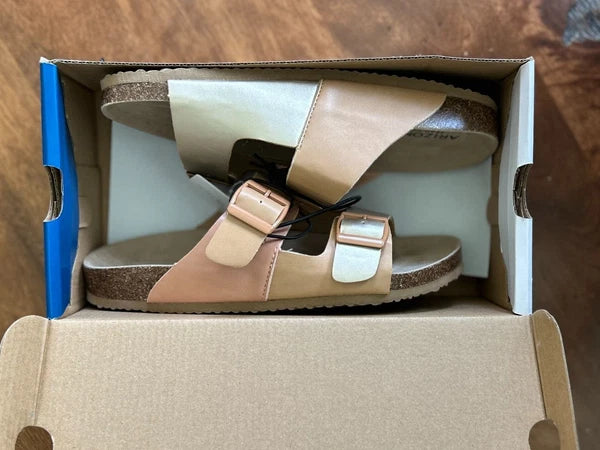 Arizona Jean Co Sandals Flex style Tan/Multi size 7 new with box