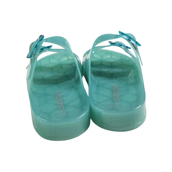 Soda Aqua Jelly Style Slides With Aqua Buckles
