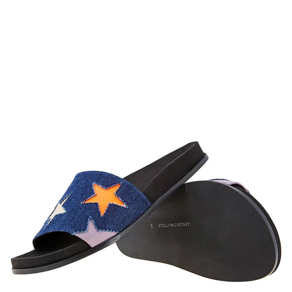 Stella McCartney Ladies Loafer Slides Denim Stars, Brand Size 35 ( US Size 5 )