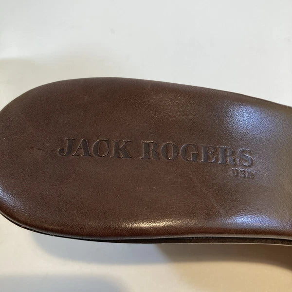 Jack Roger Brown Leather Wood Wedge Sandals Size 10M