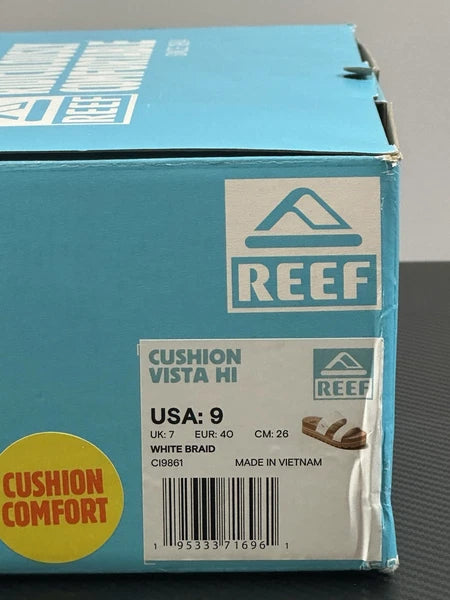 Reef Women’s US 9 Cushion Vista Hi White Braid Slip On Sandal, Style # CI9861