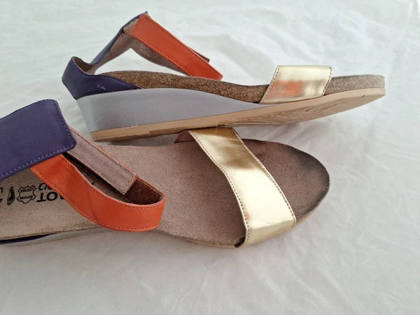 Naot Pixie Metallic Sandals Wedge Style Size 42 VGUC