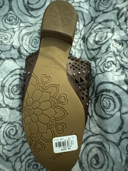NWT - Brighton Sandal Slides Style NEO Brown Leather Silver-tone Hardware Size 7