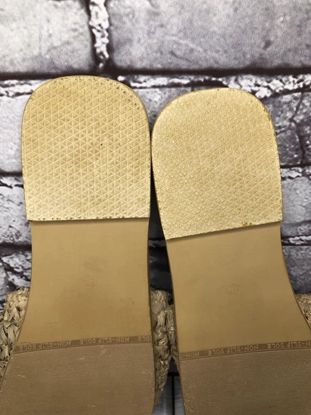 Style Park 1 Bamboo Beige Synthetic Slides Flats Sandals Women’s Sz 8M US/39EU