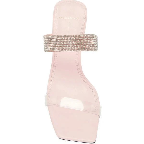 Black Suede Studio Cali SILVER Glitter Slide Sandal Womens Size 38.5